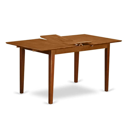 PST-SBR-T Picasso Dining Table - a Rectangle Wooden Table Top with Butterfly Leaf, 32x60 Inch, Saddle Brown