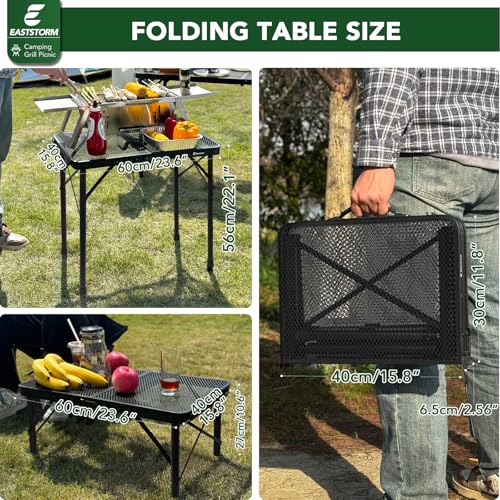 Folding Picnic Table for Grill Outdoor Camping Table with Portable Mesh Bag, Compact & Foldable for Easy Storage - Great for Picnic, Garden, Patio, Dining, BBQ, Party, Market 2Ft