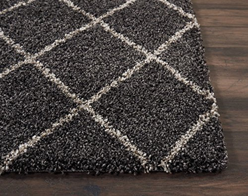 Home Brisbane Charcoal 2'2" x 7'6" Area Rug - Easy Clean, Non Shedding, Bed Room, Living Room, Dining Room, Kitchen (8' Runner)