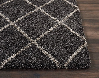Home Brisbane Charcoal 2'2" x 7'6" Area Rug - Easy Clean, Non Shedding, Bed Room, Living Room, Dining Room, Kitchen (8' Runner)