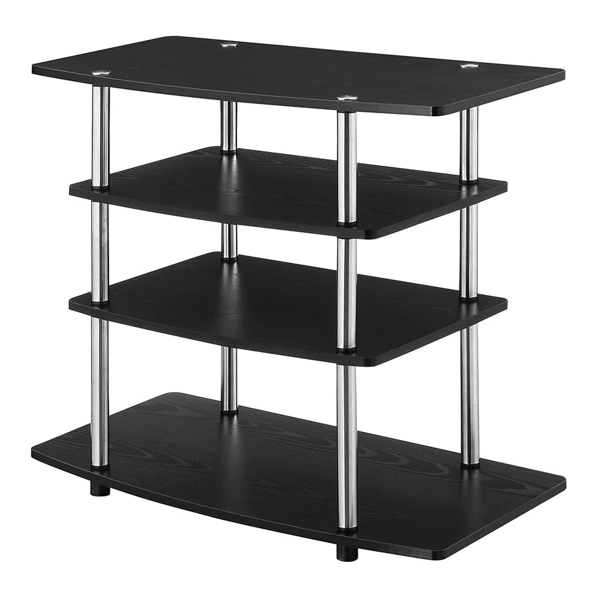 Designs2Go No Tools Highboy 4 -Tier TV Stand 31.5" - Entertainment Center for TVs up to 37 Inches, Modern TV Console with Shelves for Living Room, Family Room, Black