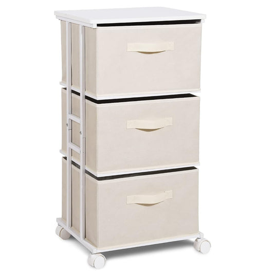 Dresser Tower with 3 Drawers for Bedroom, Fabric Storage Organizer Unit