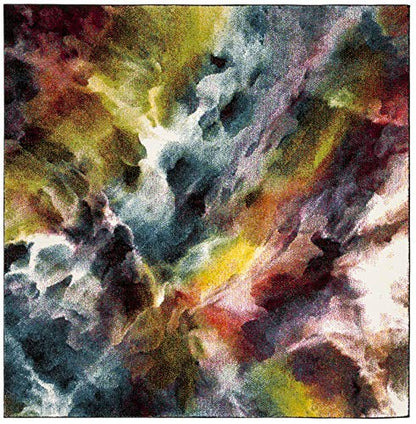SAFAVIEH Galaxy Collection Area Rug - 4' Square, Multi, Vibrant Abstract Design, Non-Shedding & Easy Care, Ideal for High Traffic Areas in Living Room, Bedroom (GAL110A)
