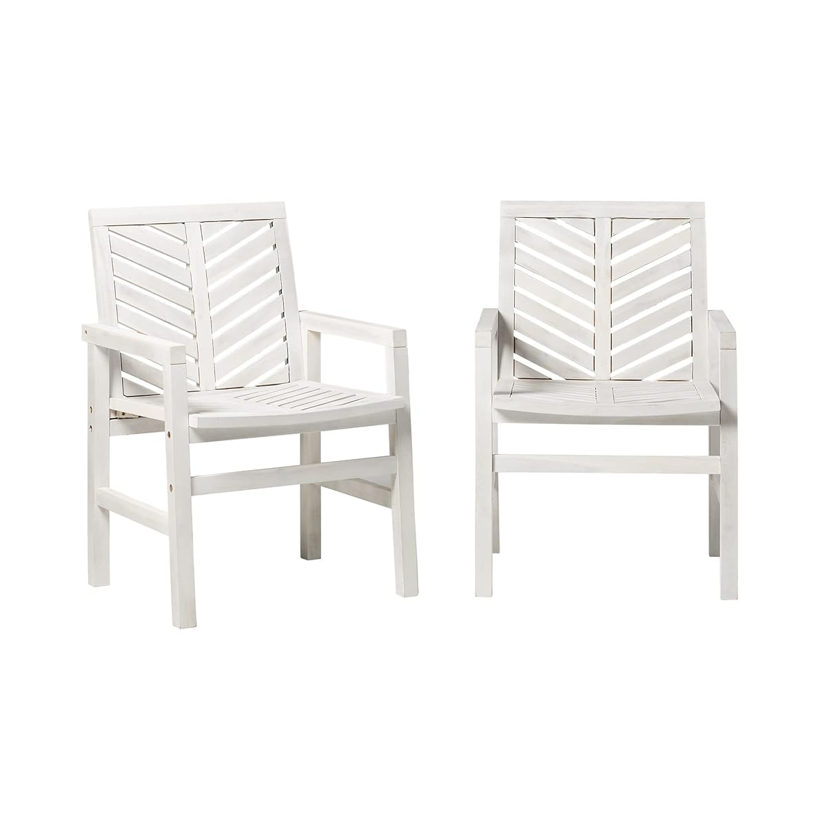 AZWC2VINWW Avalon Chevron Solid Acacia Wood Outdoor Chair, White Wash
