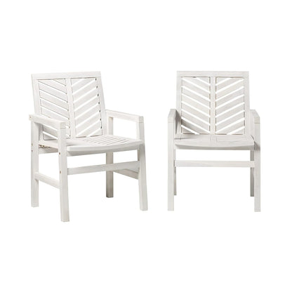 AZWC2VINWW Avalon Chevron Solid Acacia Wood Outdoor Chair, White Wash