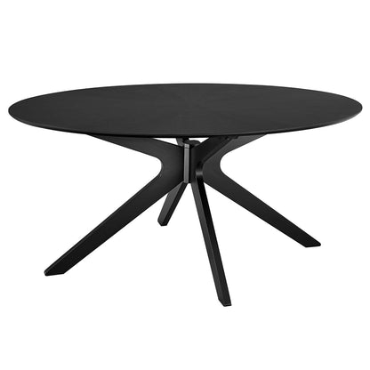 Crossroads 63Inch Oval Dining Table Solid Wood Black Finish Modern Kitchen Room Entertaining Home Furniture Quality Stylish Elegant Durable Refined Versatile