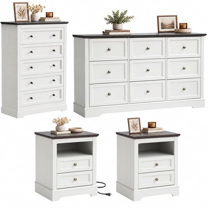 Farmhouse Bedroom Sets of 4, Including 9 Drawer Dresser