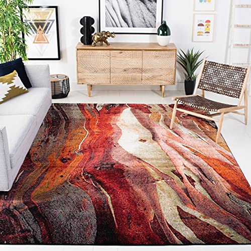 SAFAVIEH Area Rug 8x10 - Glacier Collection - Large - Red & Multi, Modern Abstract Design, Non-Shedding & Easy Cleaning, Ideal for Living Room, Bedroom, Office, Dining Space (GLA126A)