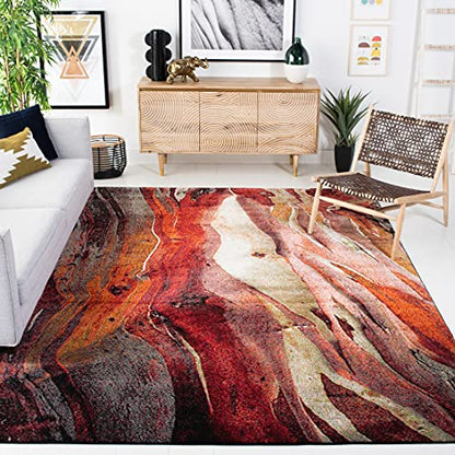 SAFAVIEH Area Rug 8x10 - Glacier Collection - Large - Red & Multi, Modern Abstract Design, Non-Shedding & Easy Cleaning, Ideal for Living Room, Bedroom, Office, Dining Space (GLA126A)