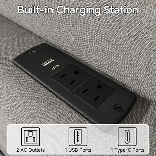 King Linen Multifunctional Bed with Charging Station & Storage Headboard, view 6