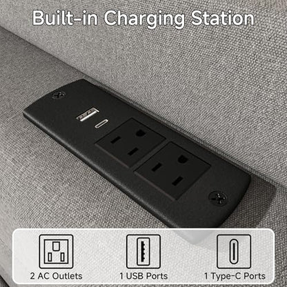 King Linen Multifunctional Bed with Charging Station & Storage Headboard, view 6