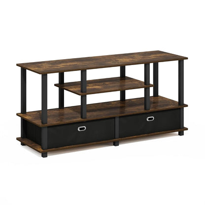 Jaya TV Stand, 4-Tier Toolless Assembly Entertainment Center with Open Shelf