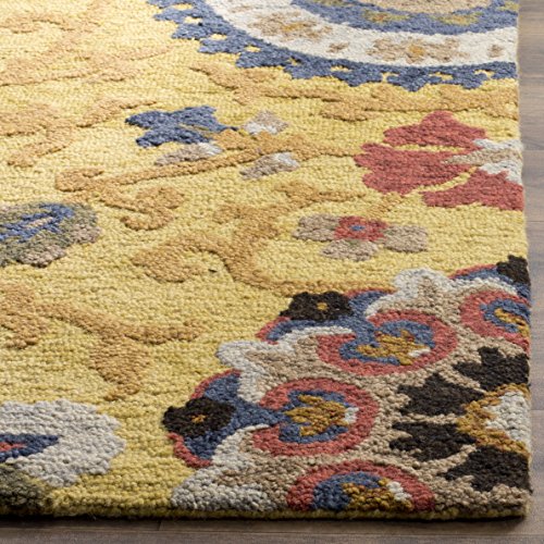 SAFAVIEH Blossom Collection Accent Rug, 2'3" x 4', Gold & Multi, Handmade Wool, view 4