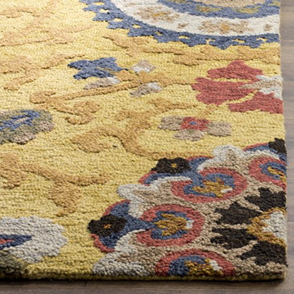SAFAVIEH Blossom Collection Accent Rug, 2'3" x 4', Gold & Multi, Handmade Wool, view 4