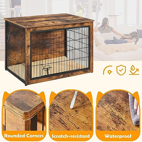 Yaheetech 40in Wooden Dog Crate Furniture w/Cushion for Medium/Large Dogs, view 6