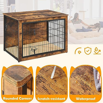 Yaheetech 40in Wooden Dog Crate Furniture w/Cushion for Medium/Large Dogs, view 6