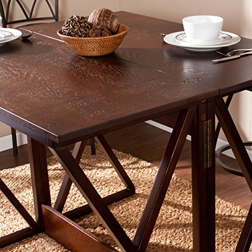 Derby Expandable Counter-Height Table 48 inches Long with Counter Dining, Living Room With Open Concept Living Space Transitional Style, Brown