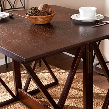 Derby Expandable Counter-Height Table 48 inches Long with Counter Dining, Living Room With Open Concept Living Space Transitional Style, Brown
