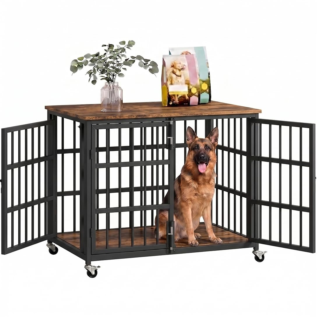 KOKOTANGS 48" Dog Crate Furniture, Heavy Duty Dog Kennel Indoor for Large Dogs