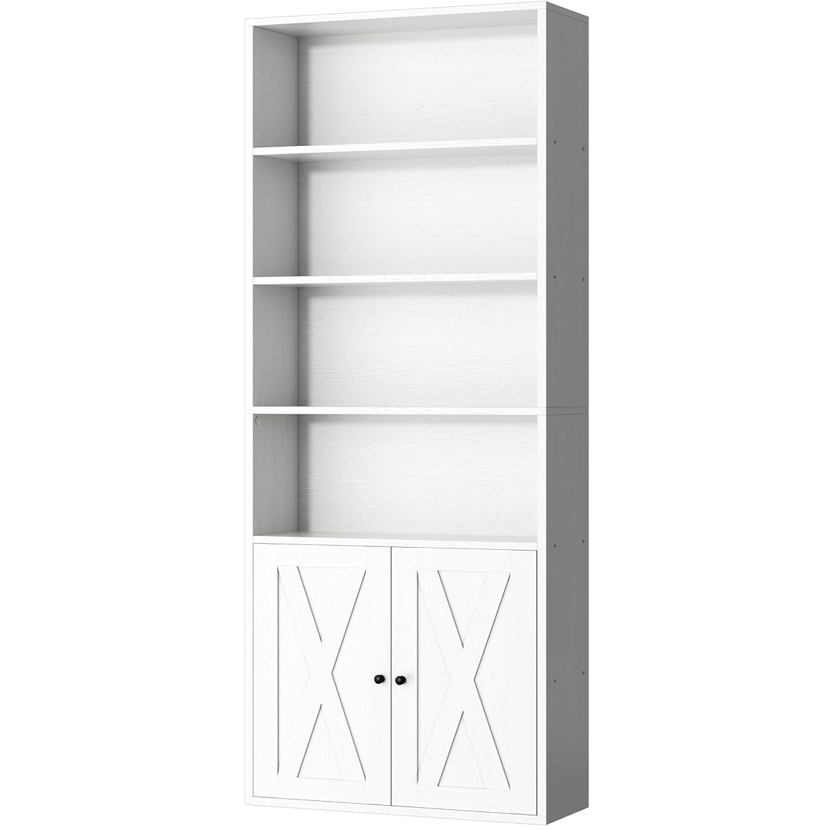 6 Tier Bookshelf with Doors, Tall Standing Bookcase