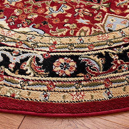 SAFAVIEH Lyndhurst Collection Area Rug - 3'3" Round, Red & Black, Traditional Oriental Design, Non-Shedding & Easy Care, Ideal for High Traffic Areas in Living Room, Bedroom (LNH330B)