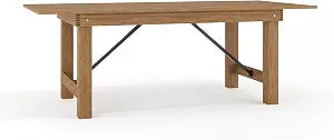 Hercules Series 7' x 40" Rustic Solid Pine Folding Dining Table, Rectangular Antique Farmhouse Dining and Event Extension Table