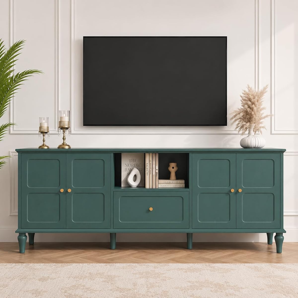 67" Mid-Century Modern TV Stand for TVs Up to 75 Inches, Green