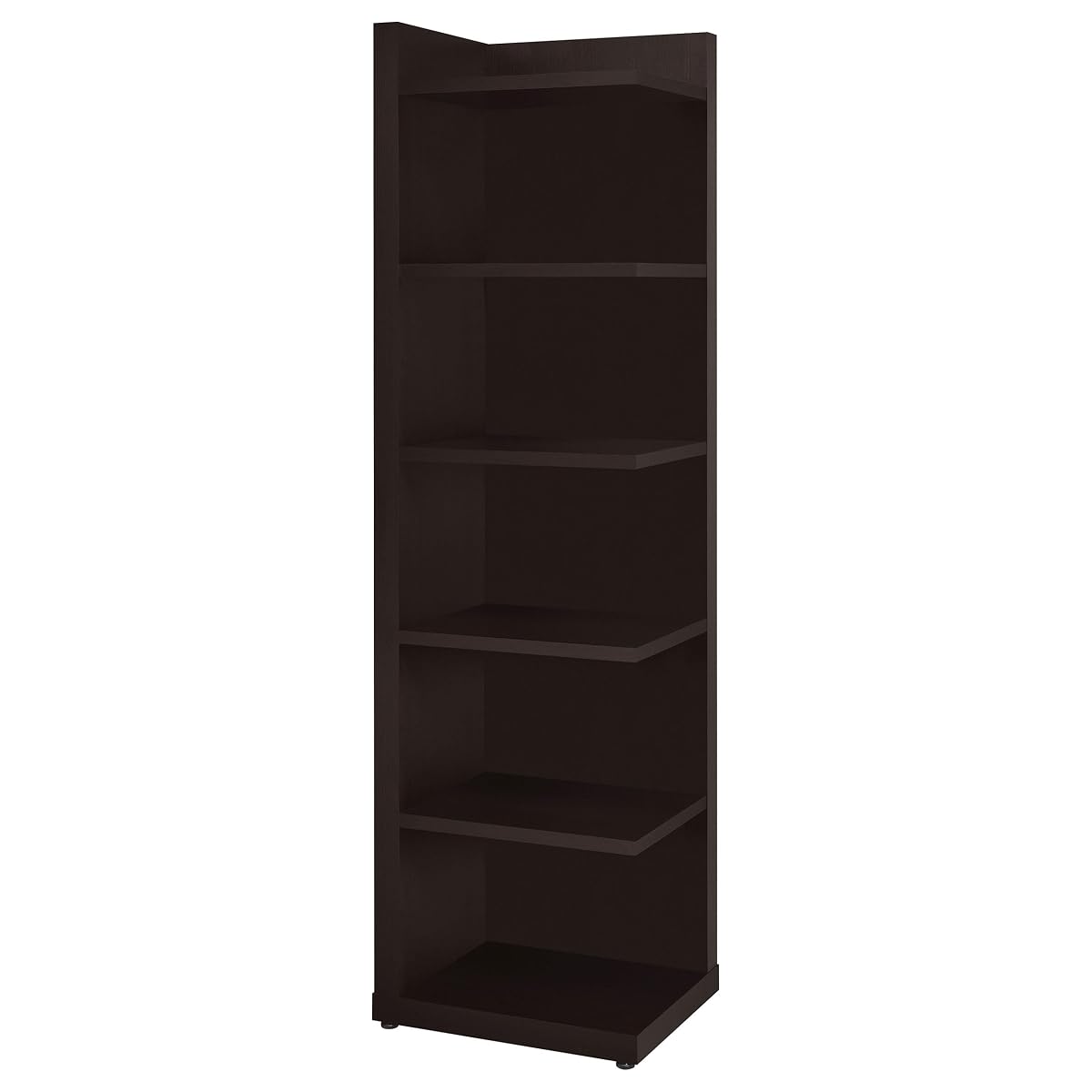 Coaster Home Furnishings - Alder - Engineered Wood - 6-Shelf Tall Corner Bookcase with Leveling Glides, Modern Design, Transitional Style - Living Room and Home Office - 71-Inch - Cappuccino - 800270