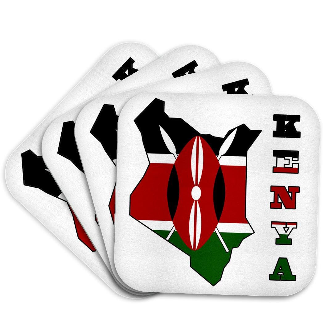Set of 4 Kenya flag cork coasters