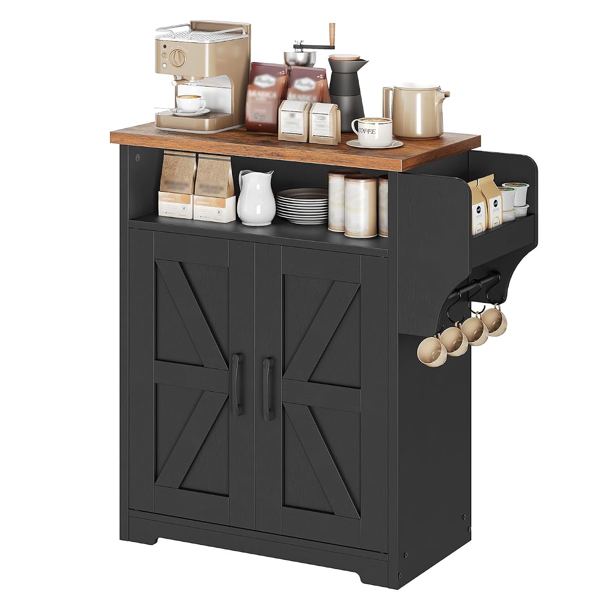 Coffee Bar Cabinet, Kitchen Island with Storage