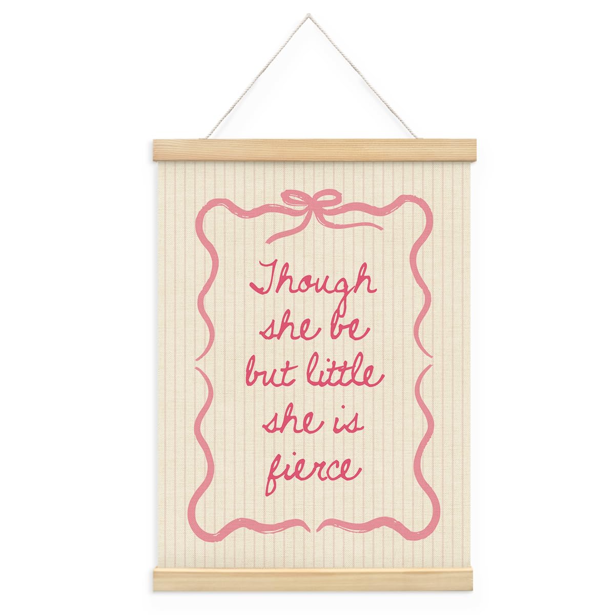 Girls Room Decor, Baby Girl Wooden Poster Hanger, Pink Bow Coquette Trendy Preppy Girly Wall Decor, 12x16 Inch