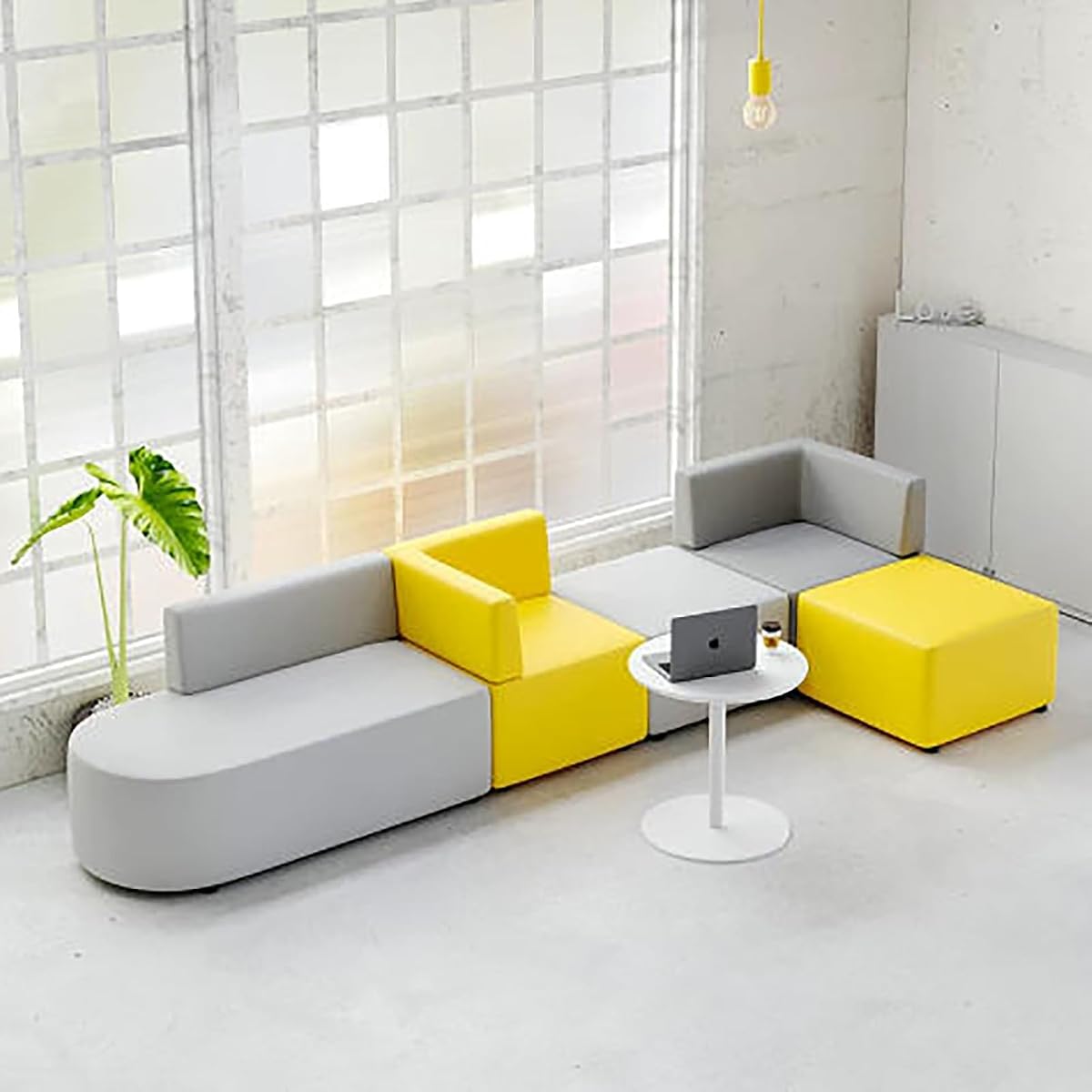 Modern Upholstered Lounge Sofa,Curved Sofa and Bookcase Combination, Space-Saving Furniture for Living Room Bedroom Home Office Reading Nook,F