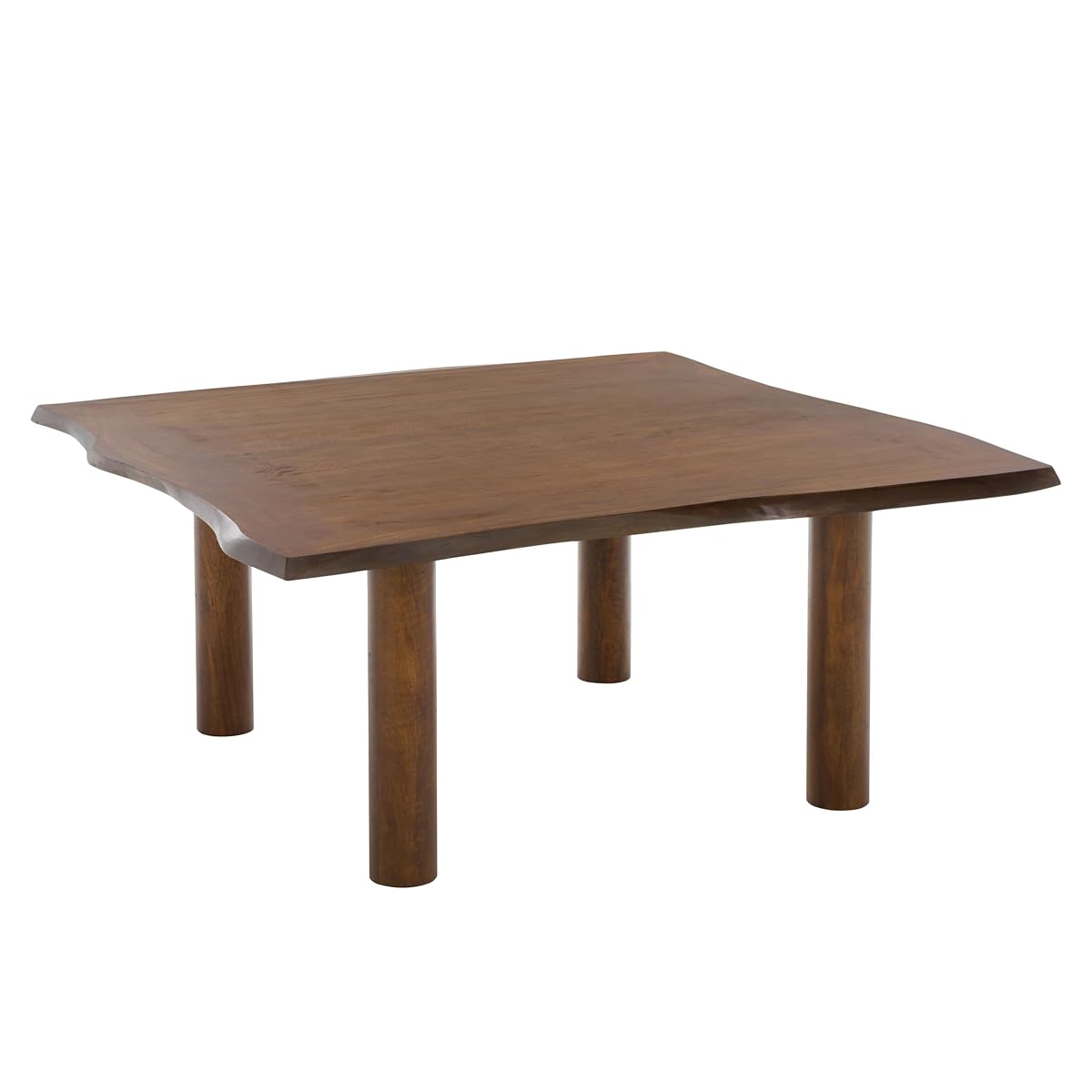 SAFAVIEH Furniture - Banco Square Coffee Table - Antique Brown Solid Wood - Handcrafted Living Room Table with Sculpted Edges, 39.37" W x 39.37" D x 18" H (COF6521A)