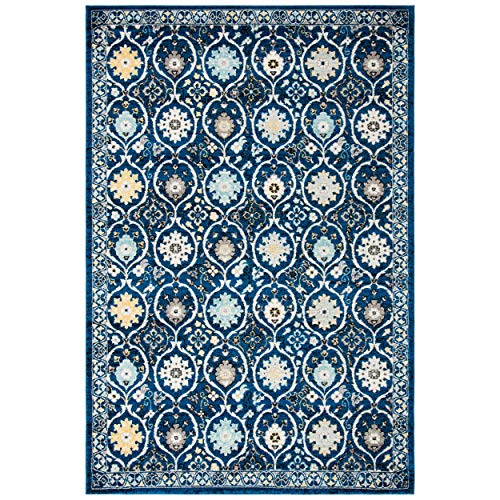 SAFAVIEH Evoke Collection Area Rug - 5'3" x 7'6", Royal & Ivory, Shabby Chic Oriental Design, Non-Shedding & Easy Care, Ideal for High Traffic Areas in Living Room, Bedroom (EVK210A)