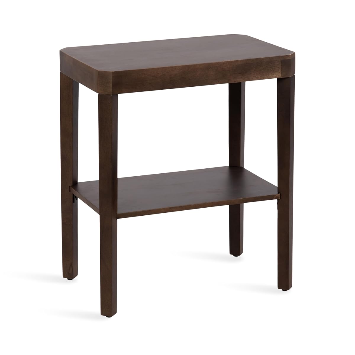 Talcott Modern Rectangle Wood Side Table; 22 x 14 x 26; Dark Brown; Transitional Decorative Two-Tier End Table for Use as a Bedroom Nightstand or Living Room Accent