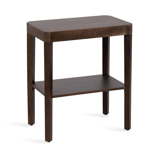 Talcott Modern Rectangle Wood Side Table; 22 x 14 x 26; Dark Brown; Transitional Decorative Two-Tier End Table for Use as a Bedroom Nightstand or Living Room Accent