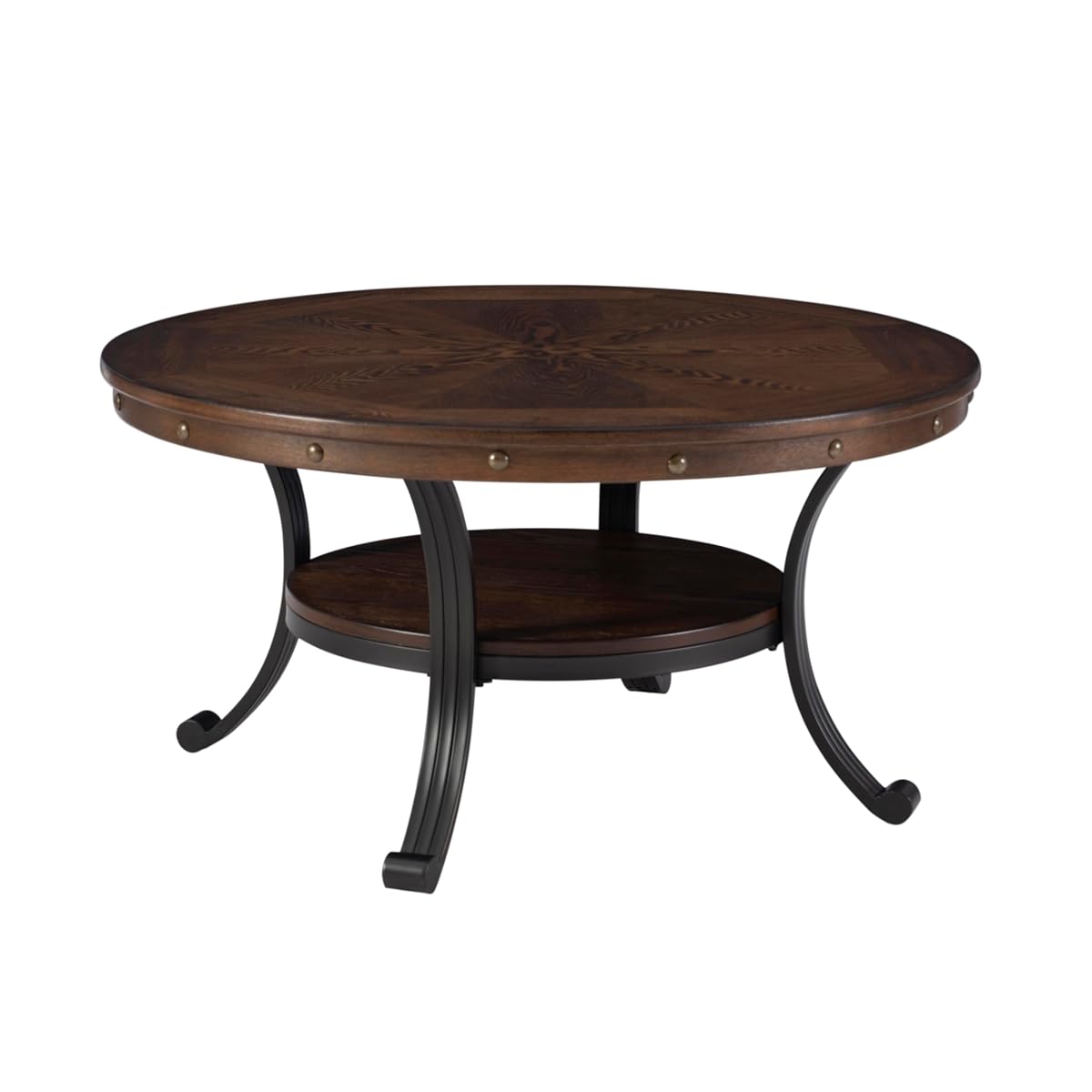 Powell Furniture Franklin Cocktail Table, Small, Multicolor,Brown/Black