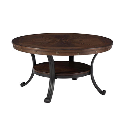 Powell Furniture Franklin Cocktail Table, Small, Multicolor,Brown/Black