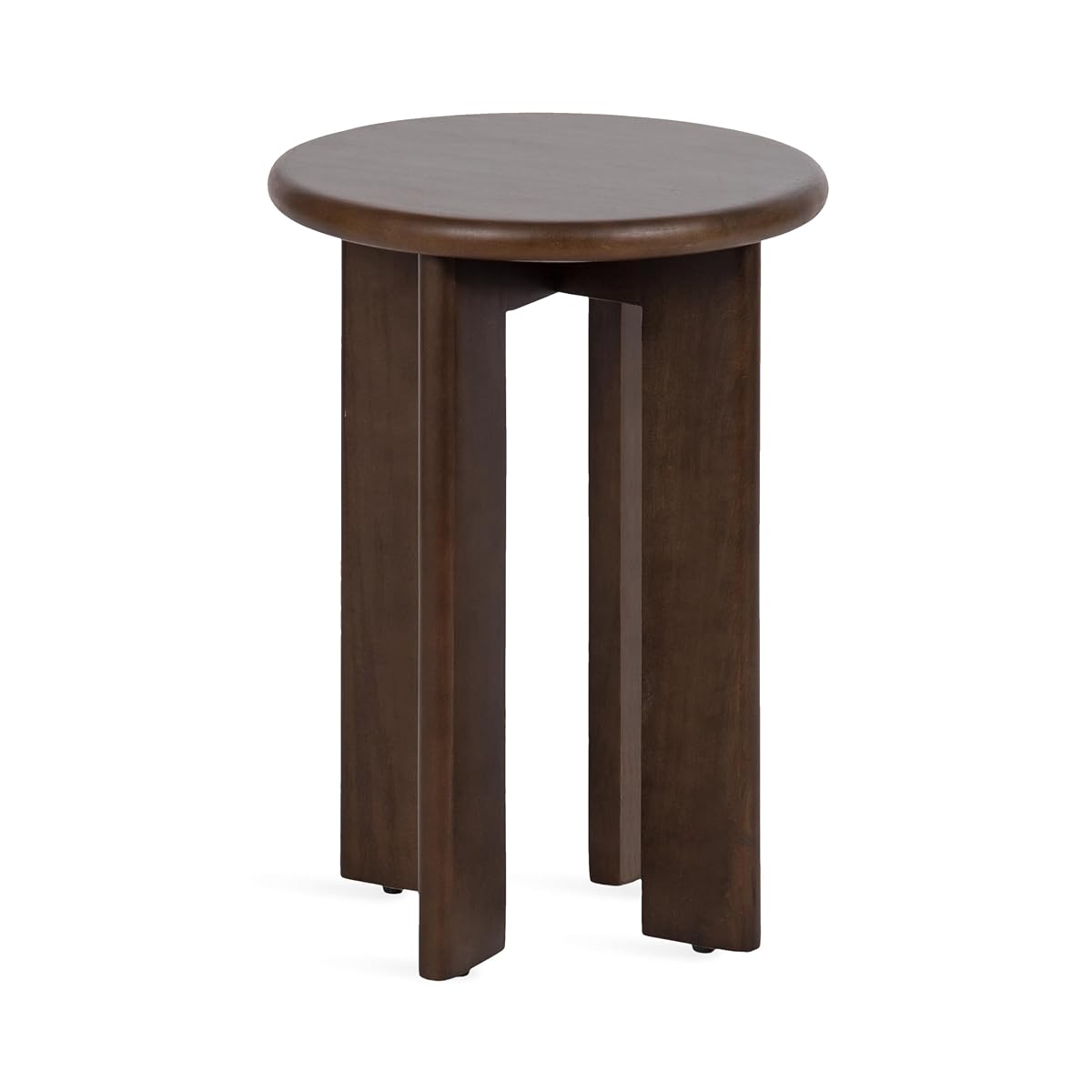Seebeck Modern Wooden Round Side Table; 14 x 14 x 20; Dark Brown; Transitional Wood End Table for Use as Bedroom Nightstand or Living Room Accent Table