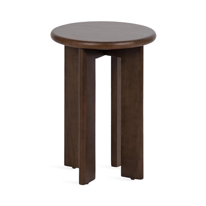 Seebeck Modern Wooden Round Side Table; 14 x 14 x 20; Dark Brown; Transitional Wood End Table for Use as Bedroom Nightstand or Living Room Accent Table