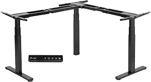 Black Electric Corner 3 Leg Standing Desk Frame, DESK-V130EB, view 2