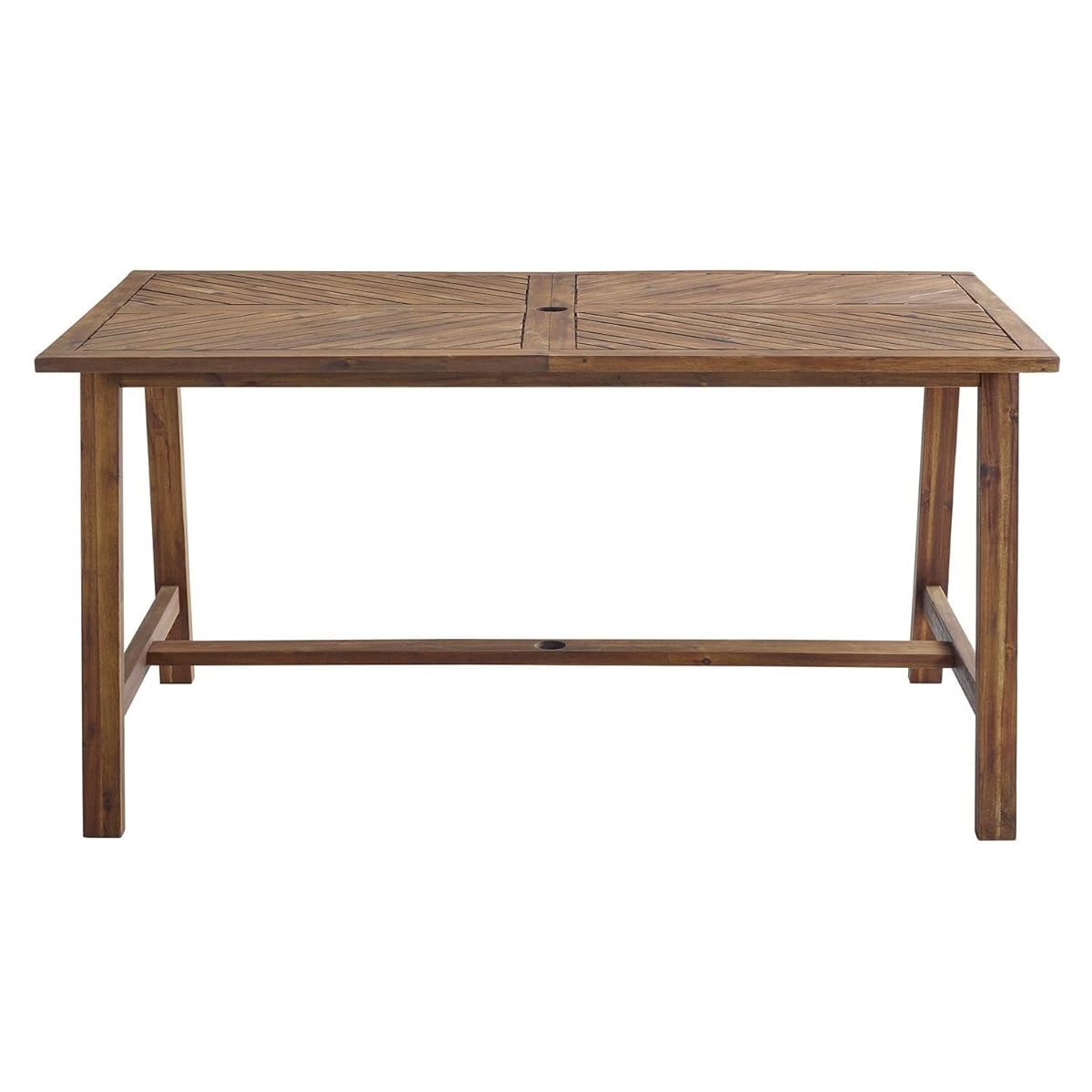 Outdoor Patio Wood Chevron Rectangle Coffee Table All Weather Backyard Conversation Garden Poolside Balcony, 60 Inch, Dark Brown