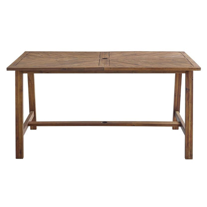 Outdoor Patio Wood Chevron Rectangle Coffee Table All Weather Backyard Conversation Garden Poolside Balcony, 60 Inch, Dark Brown