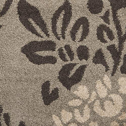 SAFAVIEH Florida Shag Collection Area Rug - 8'6" x 12', Smoke & Dark Brown, Floral Design, Non-Shedding & Easy Care, 1.2-inch Thick Ideal for High Traffic Areas in Living Room, Bedroom (SG456-7928)