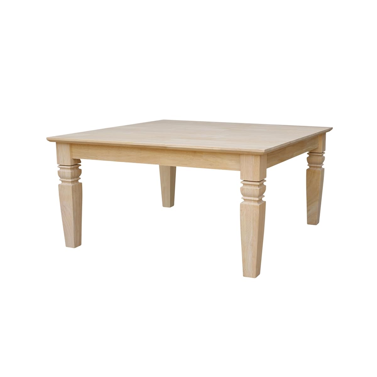 International Concepts, 18"H Java Square Coffee Table, Farmhouse, Living Room Furniture, Sturdy Solid Parawood, Paint or Stain in Any Color, Easy Assembly, Unfinished