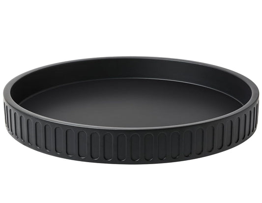 Black solid concrete round decorative tray