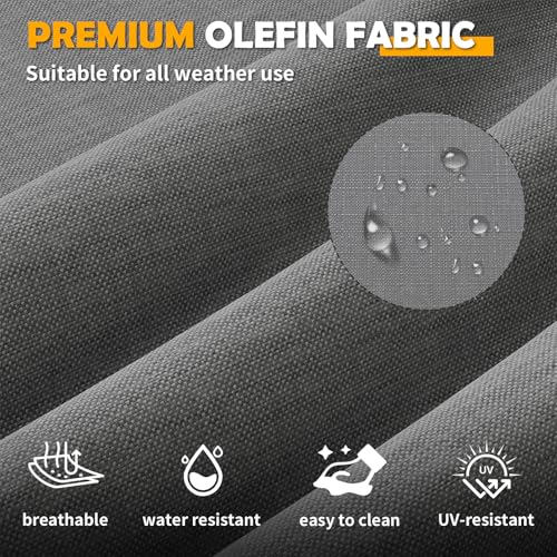 Aluminum Patio Furniture Set, 8 Pieces Modern Metal Outdoor Furniture, Faux Wood Grain Finish Frame Patio Sofa Sets with 6" Cushion for Backyard, Dark Grey (Included Waterproof Covers)