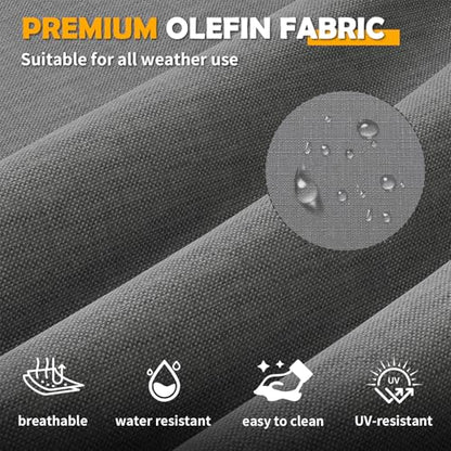 Aluminum Patio Furniture Set, 8 Pieces Modern Metal Outdoor Furniture, Faux Wood Grain Finish Frame Patio Sofa Sets with 6" Cushion for Backyard, Dark Grey (Included Waterproof Covers)
