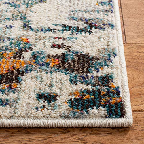 SAFAVIEH Madison Collection Runner Rug - 2'2" x 6', Grey & Blue, Modern Abstract Design, Non-Shedding & Easy Care, Ideal for High Traffic Areas in Living Room, Bedroom (MAD471F)