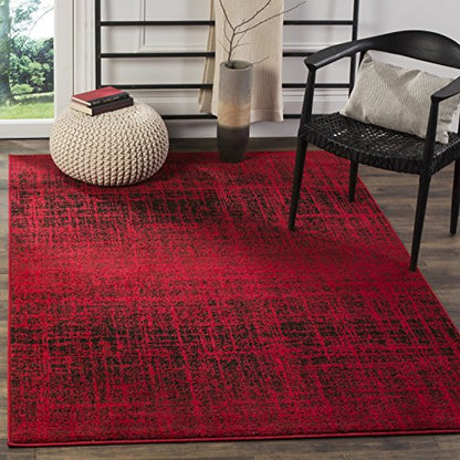SAFAVIEH Adirondack Collection Area Rug - 5'1" x 7'6", Red & Black, Modern Abstract Design, Non-Shedding & Easy Care, Ideal for High Traffic Areas in Living Room, Bedroom (ADR116F)